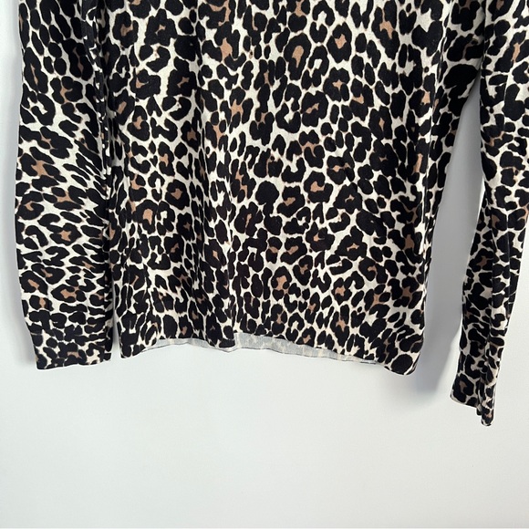 J Crew 100% Cotton Knit Pullover Sweater Leopard Print Multicolor Women XS - Picture 3 of 7